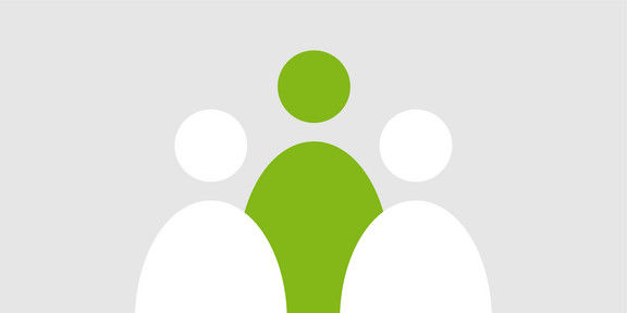 icon of a group of people, one person icon in green color